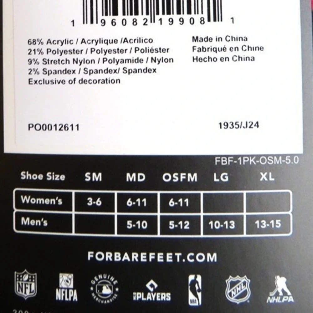 NWT For Bare Feet NBA Atlanta‎ Hawks Socks Men's Size 5-12